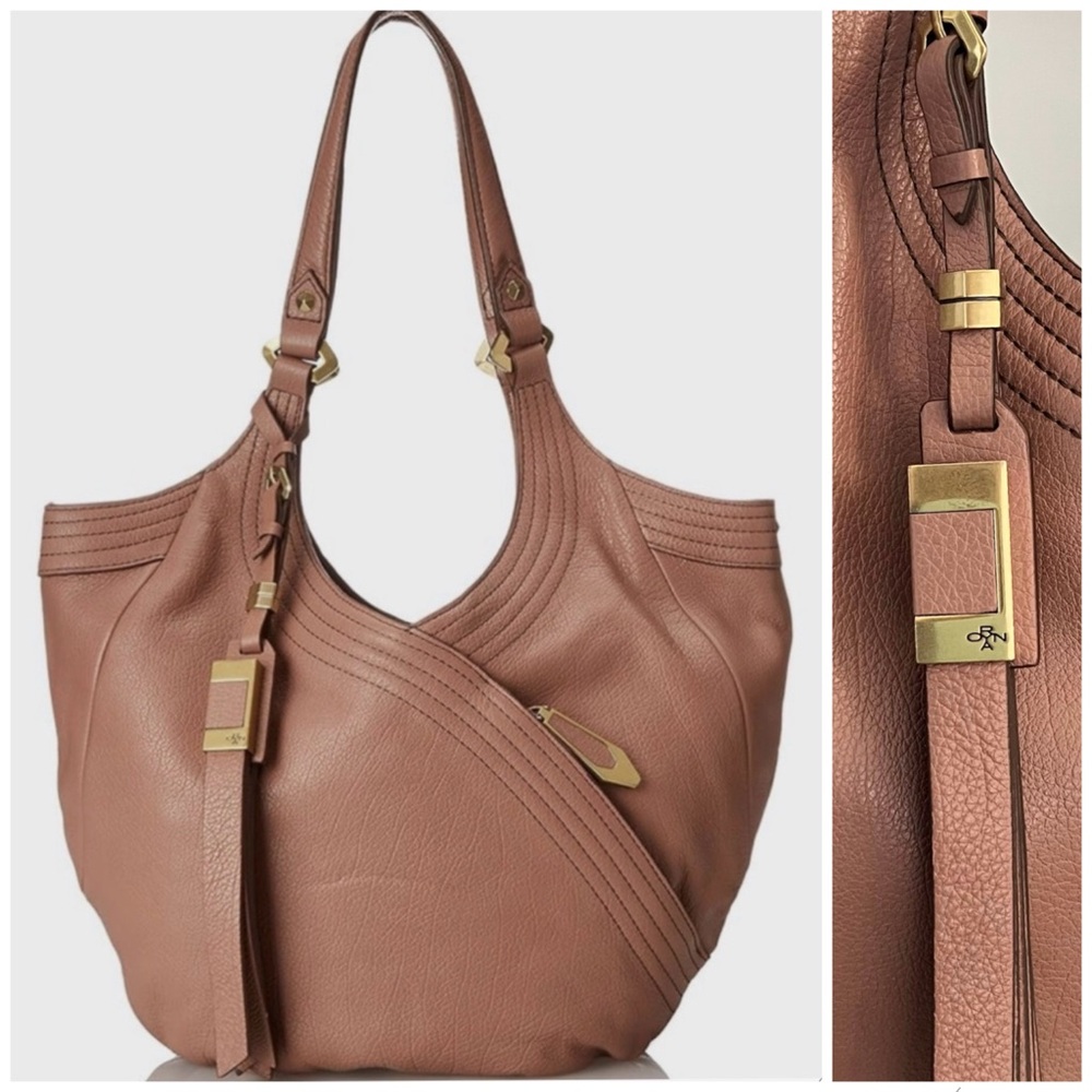 orYANY Tracy Leather Hobo Bag Tassel Pebble Leather Brown Tan Mauve MANY POCKETS - Picture 9 of 10